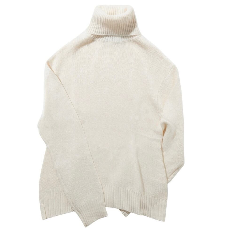 Hudson Bay Merino Wool Cream Off White Turtle Neck Winter Sweater Oversized XL